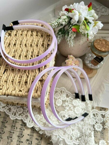 Ободок с зубчиками с репсом /ПЛАСТИК. Цвет: сиреневый