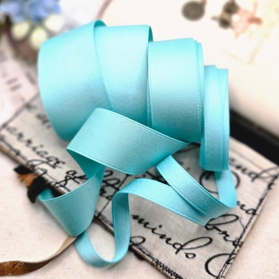 Двустороння хлопковая лента,2,5см. Цвет:тифани